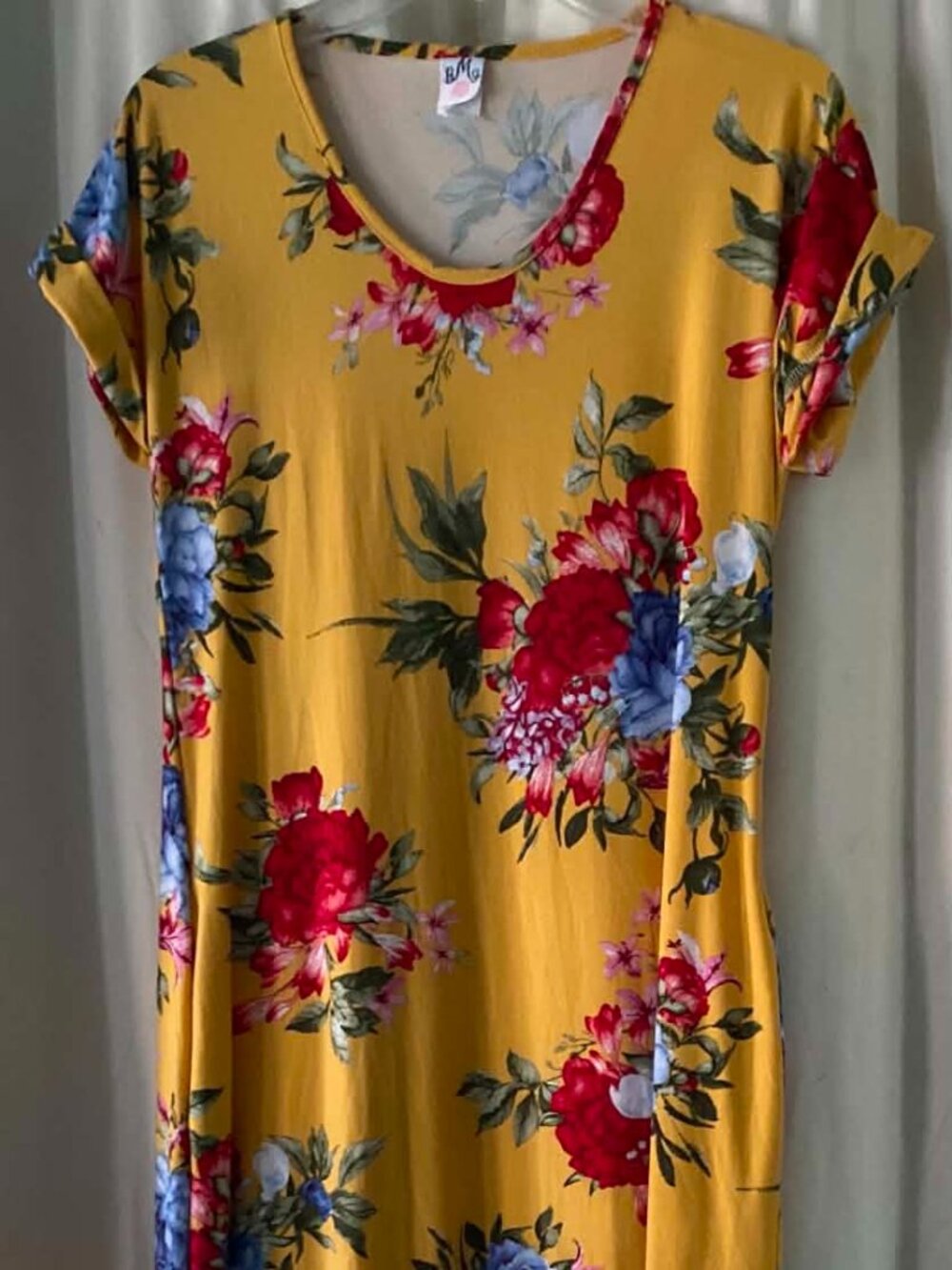 Mia Belle Girls Mommy and Me Women's XS Yellow Floral Maxi Dress Camo Pockets